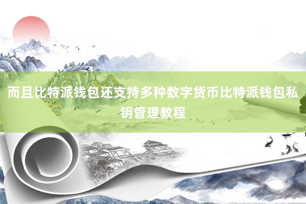 而且比特派钱包还支持多种数字货币比特派钱包私钥管理教程