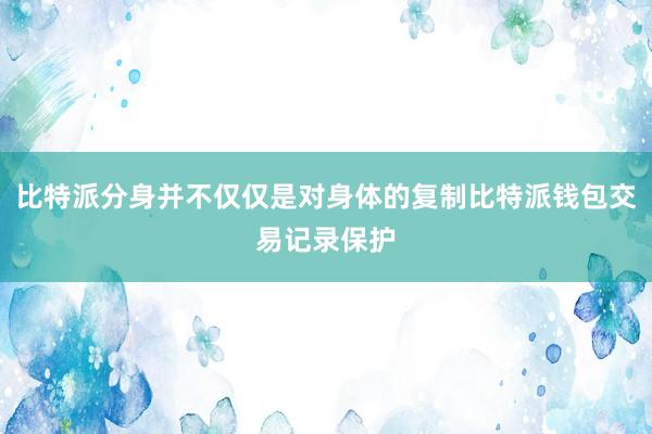 比特派分身并不仅仅是对身体的复制比特派钱包交易记录保护