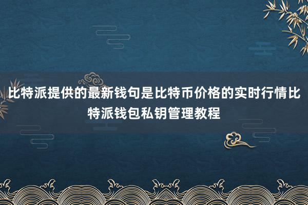 比特派提供的最新钱句是比特币价格的实时行情比特派钱包私钥管理教程