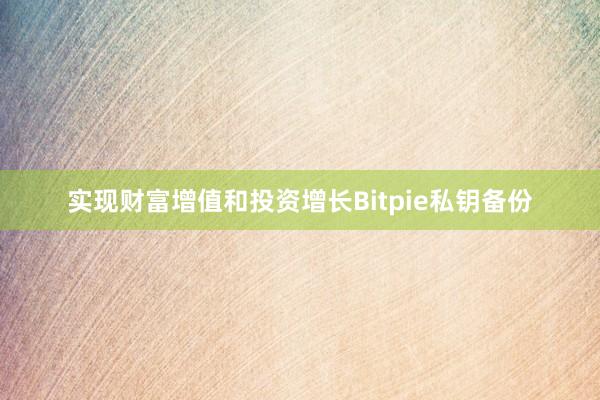 实现财富增值和投资增长Bitpie私钥备份