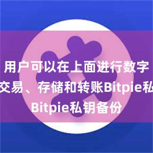 用户可以在上面进行数字货币的交易、存储和转账Bitpie私钥备份