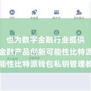 也为数字金融行业提供了更多的金融产品创新可能性比特派钱包私钥管理教程