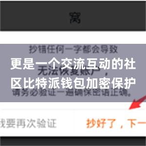 更是一个交流互动的社区比特派钱包加密保护